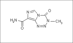 Diagram of the molecular structure of Temozolomide