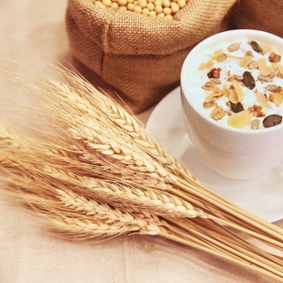 wheat and a cup with grain on it